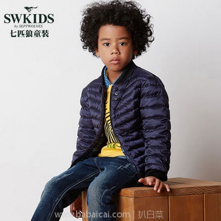 天猫商城：七匹狼 儿童90%白鸭绒轻薄款羽绒服 4色可选，现价￥299，领取￥150优惠券，实付￥149包邮