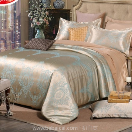 天猫商城：浪莎 欧式贡缎提花四件套 1.5~18米通用 特价￥188，领券减￥30实付新低￥158包邮