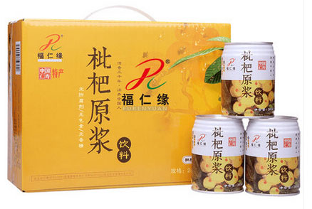 福仁缘 枇杷原浆饮料 枇杷果汁245ml*12罐