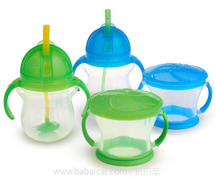 Munchkin满趣健 儿童喂养套装（吸管杯*2个+零食盒*2个）