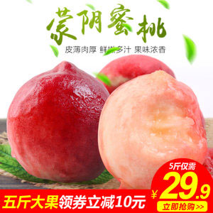 天猫商城：曾子山 蒙阴水蜜桃5斤  现价￥39.9，领取￥10优惠券，实付￥29.9包邮