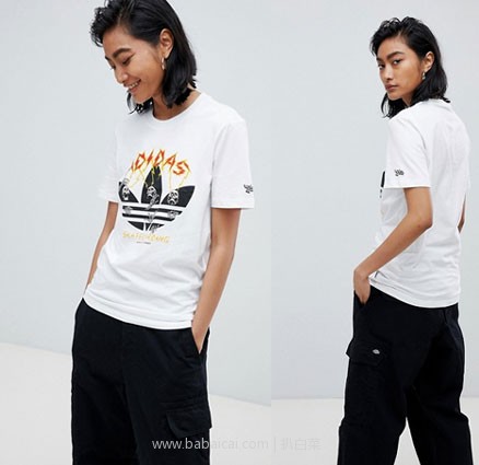 ASOS美国官网：adidas 阿迪达斯 Skateboarding Oversized 女士 三条杠短袖T恤 折后价$17.6（约￥121元）