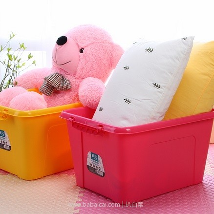 天猫商城：茶花 彩色塑料收纳箱大号带滚轮 68L*2个 现￥119，领取￥25优惠券，实付新低￥94包邮