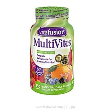 亚马逊海外购：Vitafusion Multi-vite天然颜色水果口味 小熊综合维生素软糖(成人版)150粒 降至￥66.03，凑单直邮免运费，含税到手仅￥73