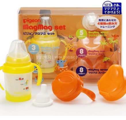 日本亚马逊：Pigeon贝亲 Magmag儿童训练吸水杯套装新低1852日元（约￥117）
