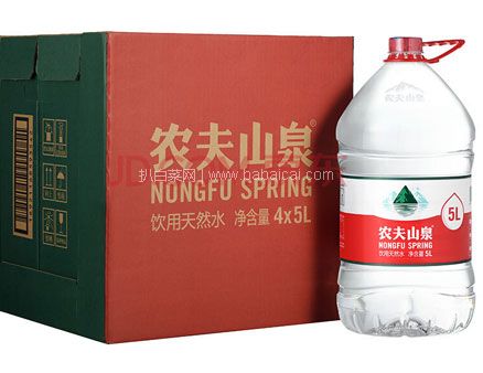 苏宁易购：农夫山泉 天然饮用水5L*4瓶 整箱装 拼购价￥31.9包邮