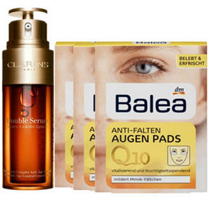 德国保镖大药房：Clarins 娇韵诗 黄金双萃精华50ml+芭乐雅Q10眼膜3盒18对  限时抢购价€89.6，折后价€83.6，直邮到手约￥645元