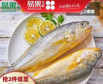 天猫商城：上市企业，国联水产 新鲜冷冻黄花鱼2条700g 现￥69.9，2件5折+领￥10券，拍2件实付￥59.9包邮