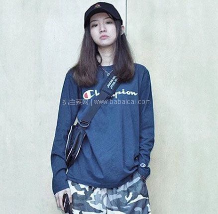 亚马逊海外购：多色多码可选！日版 Champion冠军 C3-Q401 男士纯棉长袖T恤 低至￥140.48，凑单到手约￥139.22