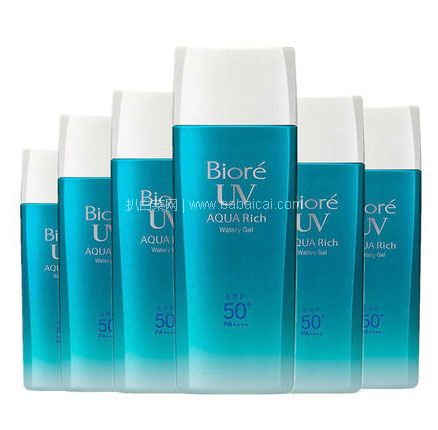 Bonpont：Biore 碧柔 AQUA清爽水感保湿防晒啫喱 SPF50+ 90ml*6瓶 折后￥329元包邮包税