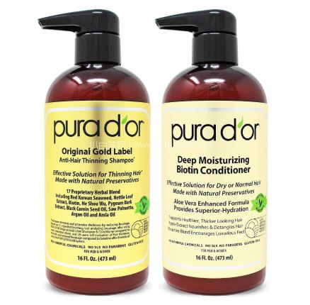 亚马逊海外购：Pura d’or 金标 天然防脱发洗发液 473mL+深层保湿护发素 473mL套装，免费直邮含税到手￥255.47