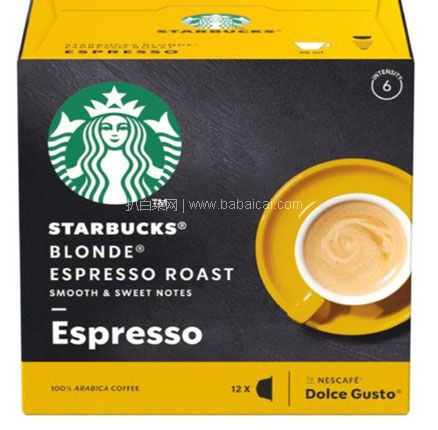 天猫商城：白菜！Starbucks 星巴克 Blonde 多趣酷思 轻度烘焙 胶囊咖啡 12粒装  双重优惠后新低￥19元包邮包税（1.58元/颗）