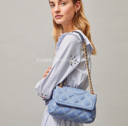 Tory Burch美国官网:Tory Burch 汤丽柏琦 FLEMING 女士链条包 雾霾蓝 降至67折9