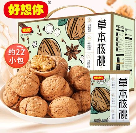 京东商城：好想你 云南草本核桃 1288g（约22小包） 现￥59，领￥20优惠券，券后￥39元包邮