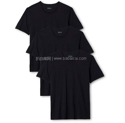 亚马逊海外购：BOSS Hugo 雨果·博斯 男士纯色纯棉短袖T恤 3件装  降至史低￥146元，直邮含税到手￥160元
