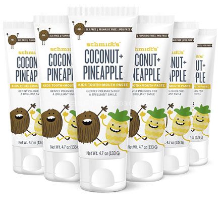 亚马逊海外购：Schmidt’s 儿童天然无氟牙膏 椰子菠萝味 133g*6支  3件65折，含税直邮到手￥133.97，折￥22.3/支