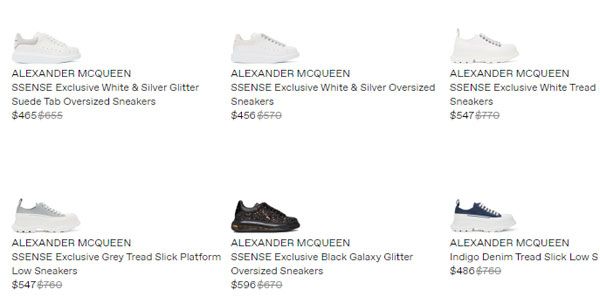 SSENSE:精选 ALEXANDER MCQUEEN鞋履 低至5折促销!可直邮中国大陆