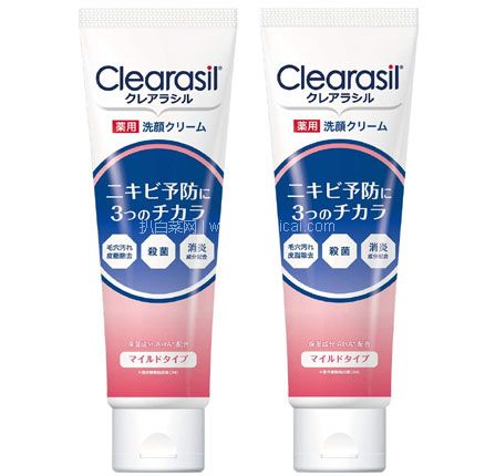亚马逊海外购:Clearasil 可丽莹 10X 药用祛痘洗面奶 温和型 120ml*2支,凑单直邮含税到手¥46.35,折合¥23.17/支