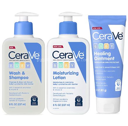 亚马逊海外购：CeraVe 婴儿沐浴套装（2合1洗发沐浴露237mL+保湿乳液237mL+修护膏85mL），直邮含税到手￥295.06