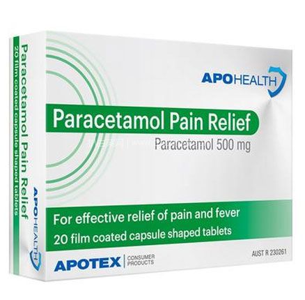 澳洲Pharmacy Onlin：ApoHealth 扑热息痛 退烧止痛片 20片 特价AU$2.5，凑单直邮到手约￥11