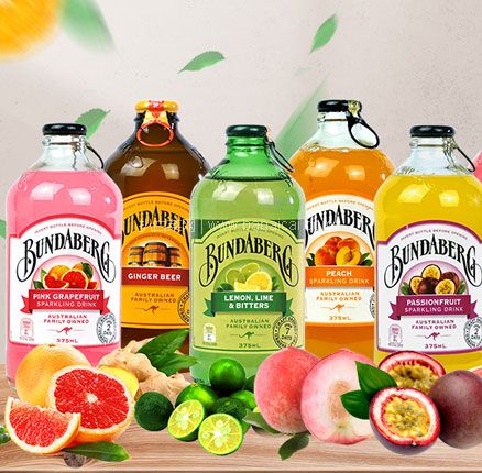 天猫商城：澳大利亚原瓶进口 BUNDABERG 宾得宝 果味气泡水饮料 375mL*4瓶 双重优惠￥38元包邮