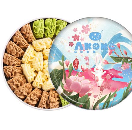 天猫商城：AKOKO 经典小花曲奇饼干铁盒装 560g 赠160g+68g  到手史低￥138元包邮