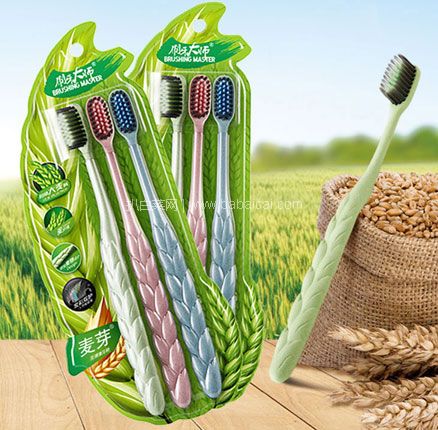 白菜！国家实用新型专利，刷牙大师 麦纤维竹炭牙刷6只装 券后￥9.9元包邮