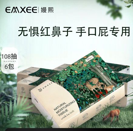 英国孕婴行业知名品牌 EMXEE 嫚熙 婴儿润肤云柔巾乳霜纸 3层*108抽*6包 券后￥23.9元包邮