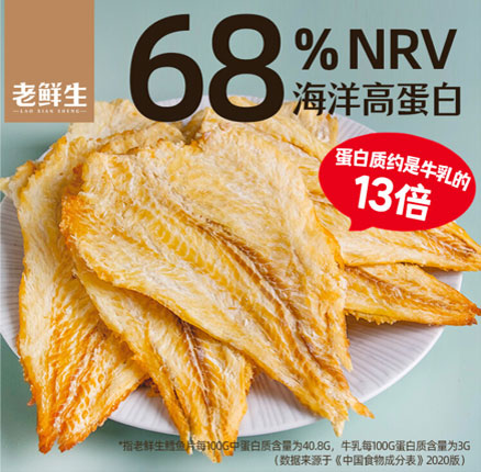 鲜香松软超好吃！老鲜生 大连特产即食鳕鱼片 80g*2袋  双重优惠后新低￥14.9元包邮