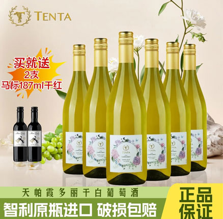 京东商城：白菜！智利原瓶进口 Tenpa 天帕 霞多丽干白葡萄酒750mL*6瓶  新低￥133.1元包邮（￥22.2元/瓶）