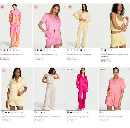 Victoria’s Secret美国官网：Victoria’s Secret 睡衣套装 无门槛7折  封面款$41