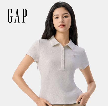京东商城:白菜!Gap 盖璞 女式刺绣logo修身针织POLO衫短袖T恤 券后新低¥57元包邮