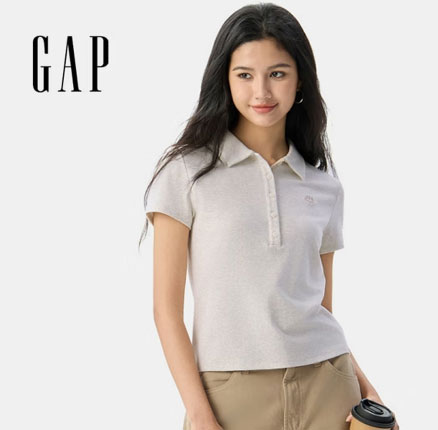 京东商城：白菜！Gap 盖璞 女式刺绣logo修身针织POLO衫短袖T恤  券后新低￥57元包邮