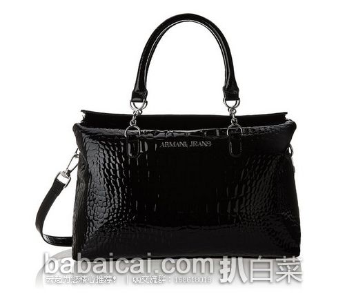 Armani Jeans 阿玛尼女士时尚鳄鱼纹手提包/斜挎包原价255 现$162.56 公码7折$113.79 两色可选 直邮免运 只需预交$16.26关税
