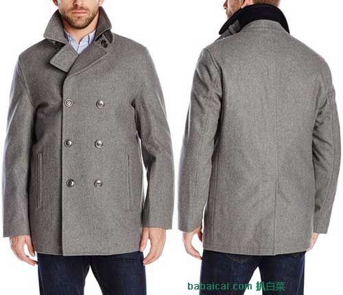London Fog 伦敦雾 男士 双排扣羊毛混纺大衣（原价$250，现4.6折$115），公码7折后实付$80.5