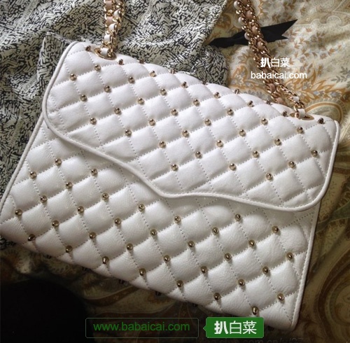 Rebecca Minkoff 全铆钉真皮单肩包 (原价$345，现4.6折) $158.91