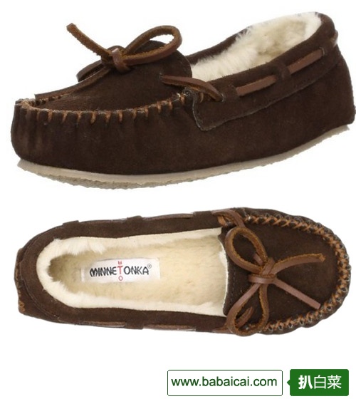 Minnetonka迷你唐卡童款带毛毛里莫卡辛船鞋最低$30.93