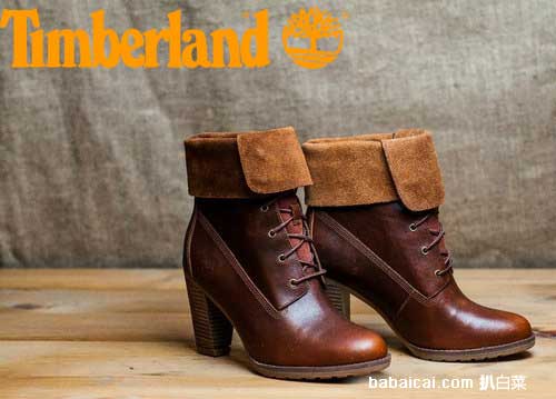 Timberland 天木兰 女士可折叠高跟短靴（原价$240，现$124.61），公码7折后实付$87.23