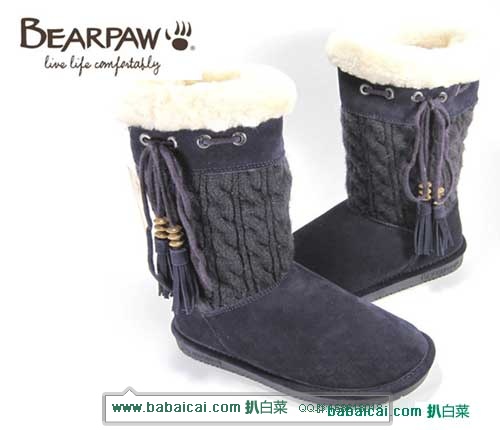 BEARPAW Constantine 熊爪流苏装饰雪地靴，原价$89.99，现3.9折$35.23