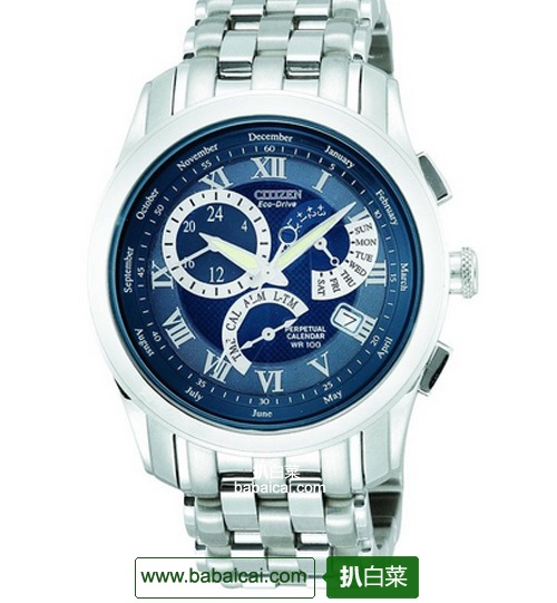 西铁城 Citizen BL8000-54L 光动能万年历男表，（原价$475，现4.4折）下单9折后$189.02